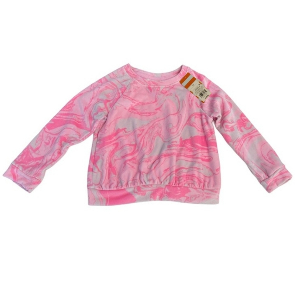 Cat & Jack Pink Long Sleeve Tie-dye Swirl Kids Girls Soft Fleece Sweatshirt